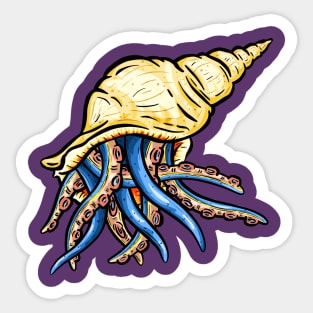 Octopus Tentacles in A Conch Seashell Illustration Sticker